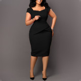Women Short SleevesSolid office Bodycon Dress