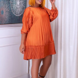 Plus Size Women Africa Summer Lace-Up Pleated Dress