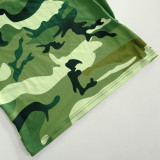 Women Summer Camouflage Short Sleeve Round Neck Crop T-Shirt