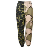 Women Camouflage Colorblock Style Patch Pockets