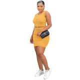Women Crop Tank Top and Bodycon Skirt Two-Piece Set