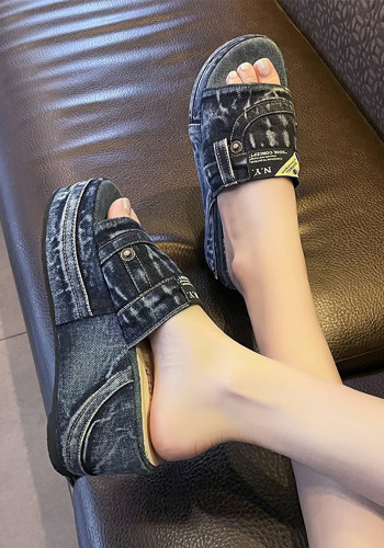 Женские джинсовые сандалии на платформе