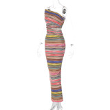 Women's  Summer Fashion Print Slim Cutout Low Back Slit Dress