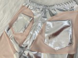 Women's Sexy Shiny Mesh Patchwork Pants