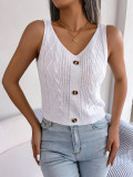 summer Casual V-neck button twist top Holidays Knitting shirt