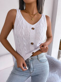 summer Casual V-neck button twist top Holidays Knitting shirt