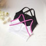 Yoga sports vest women with chest pad quick-drying High Stretch running plaid fitness dance suspenders top