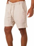 Summer linen solid color lace-up sweatpants men's shorts Casual pants