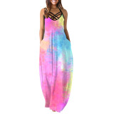 Casual Fashion Summer Loose Sleeveless Sling Maxi Print Dress
