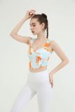 Women's sports and fitness camisole top with chest pad colorful printing High Stretch quick-drying yoga running bra