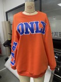 Hoodies Fall Fashion Print Letter Casual Loose Round Neck Long Sleeve Hoodies