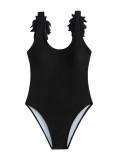 İşlemeli kanatlı tek parça seksi plaj bikini mayo