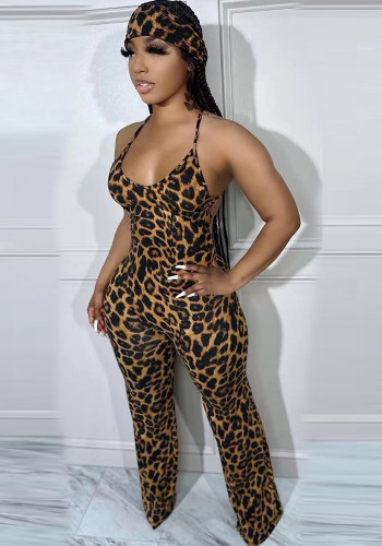 Combinaison camisole à imprimé léopard pour femmes d'été