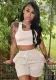 Women's Tank Top Solid Casual Two-Piece Set  With Pockets