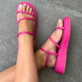 Summer Platform Hollow Out Square Toe Simple Sandals Women Plus Size Fashion Outdoor Wear Beach Sandals