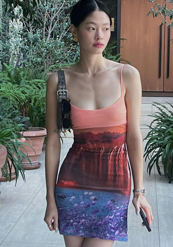 Kadın Yaz Düşük Kesim Seksi Bel Askılı Bodycon Elbise