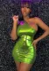 Women Fashion Style Slash Shoulder Shiny High Stretch Nighclub Bodycon Dress