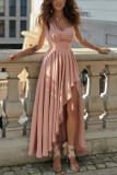 Women'S Spring Summer One Shoulder Sleeveless Bridesmaid Dress Slim Solid Color Long Dress
