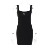 Women'S Spring Fashion Sexy Embroidery Low Back Slim Strap Dress