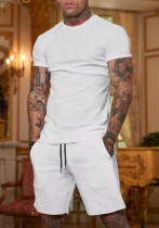 Camiseta de manga corta de color liso para hombre de verano Pantalones cortos Traje deportivo de dos piezas