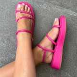 Summer Platform Hollow Out Square Toe Simple Sandals Women Plus Size Fashion Outdoor Wear Beach Sandals
