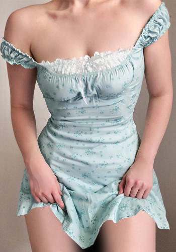 Sommer-süßer Blumendruck-dünne Taillen-beiläufiges Kleid-Frau