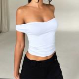 Women'S Fashion Sexy Solid Color Lace-Up Low Back Off Shoulder Crop Top