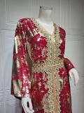Women Spring Muslim chiffon Shiny Robe with Belt