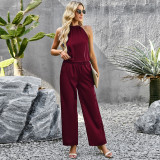 Women Solid Tank Top And Pant Two-Piece Set