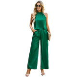 Women Solid Tank Top And Pant Two-Piece Set