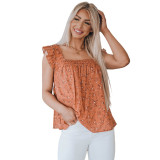 Women Summer Floral Square Neck Sleeveless Top