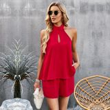 Women Sleeveless Top and Shorts Two-Piece Set