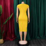 Women Short SleevesSolid office Bodycon Dress
