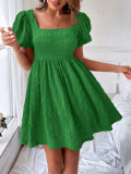 Women's Square Neck Puff Sleeve A-Line Dress