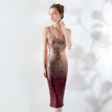 Sling Sequins Wrap See-Through l Bodycon Sexy Dress Wedding Formal Party Dress