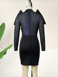 Spring and summer creative styling sense Bodycon black glamorous party Formal Party dress