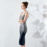 Sling Sequins Wrap See-Through l Bodycon Sexy Dress Wedding Formal Party Dress
