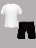 Plus Size summer backwoods print t-shirt set Casual sleeve shorts two-piece set