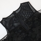 Sexy See-Through Lace Mesh Patchwork Fashion Loose Casual Jumpsuit Won