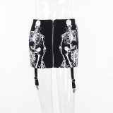 Summer Trend Street Sexy Slim Skull Print Bodycon Dress
