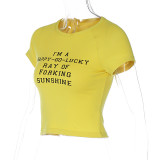 Spring Summer Style Women's Street Trendy Round Neck Pullover Short Sleeve Letter Print T-Shirt