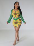 Ladies Fashion Beach Set Sexy Crocheted Sunflower Fashion Top And Skirt Two Piece Set