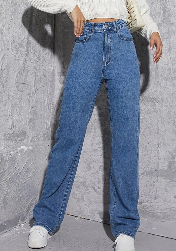 Fashion Jeans Dames hoog getailleerde Street Denim broek met rechte pijpen
