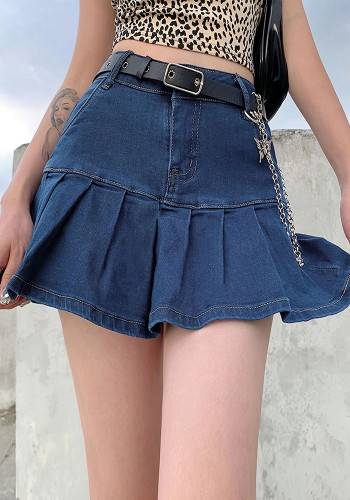 Minifalda de mezclilla plisada para mujer Falda de mezclilla antidesvanecimiento sexy