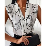 Fashion Casual Sleeveless V-Neck Printed Shirt For Women