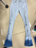 Autumn Street Trendy High Waist Elastic Denim Pants Women's Jeans