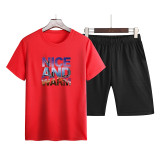 Casual Sports Short-Sleeved Set Men'S Two-Piece Summer Men'S Slim Fashion Sports Casual Trend T-Shirt Shorts