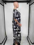 Casual V-Neck Tassel Loose Short-Sleeved Print Dress