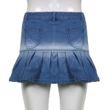 Fashion Pleated Denim Skirt