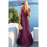 Spring Summer Sexy Strap Maxi Dress Belted Loose Swing Dress